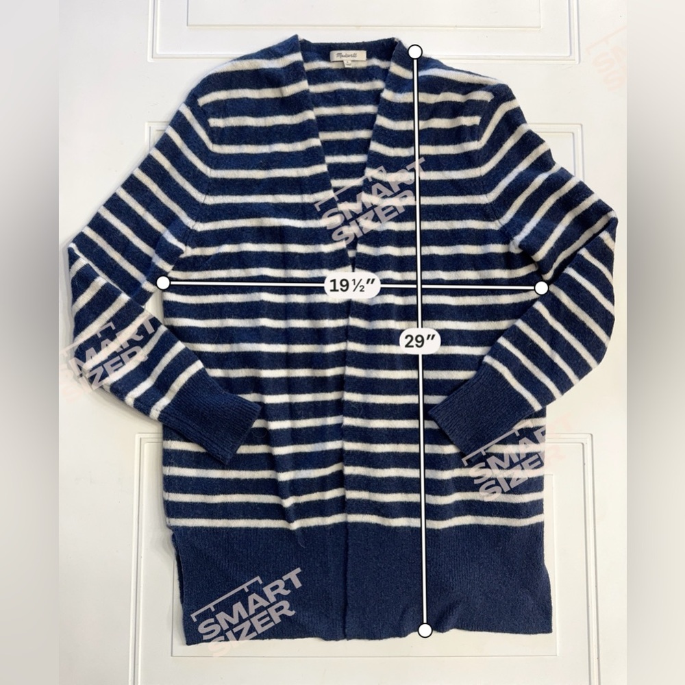 Madewell Women’s Sz S Blue White Striped Wool Alpaca Blend Open Cardigan Duster - Picture 4 of 6